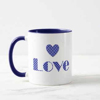 Customizable Blue Elegant Checkered Heart LOVE