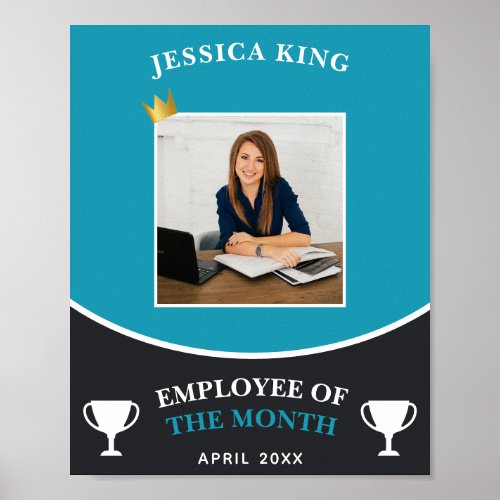 Customizable Blue Employee Of The Month Picture Poster