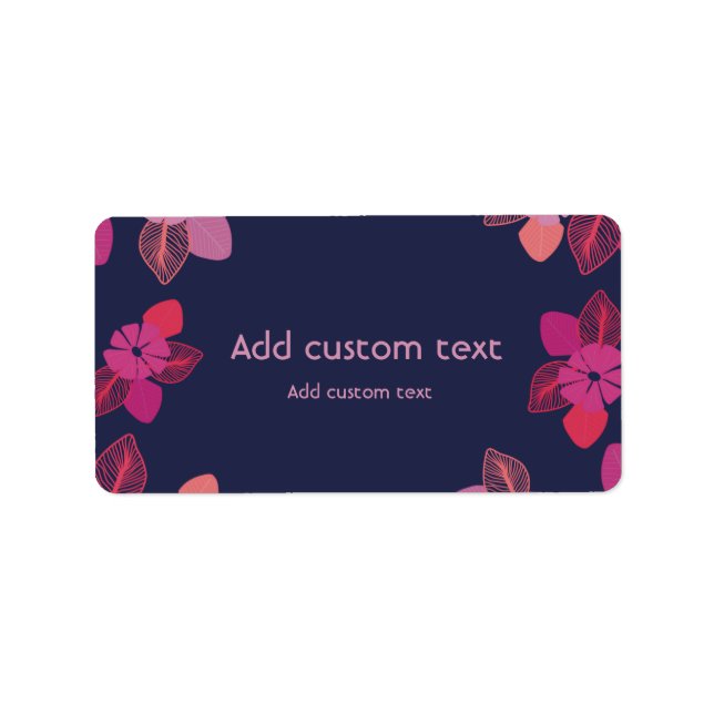 customizable blue floral elegant sticker label (Front)