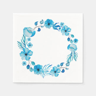 Customizable Blue Floral Napkins