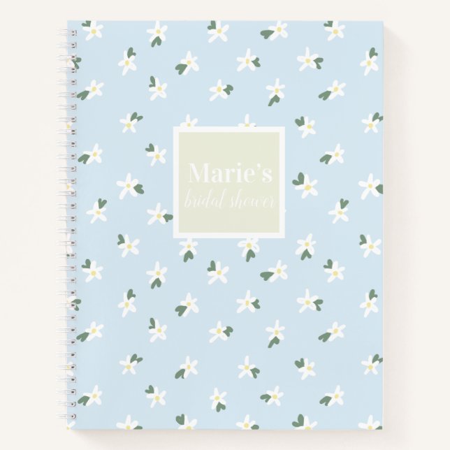 Customizable blue floral notebook (Front)