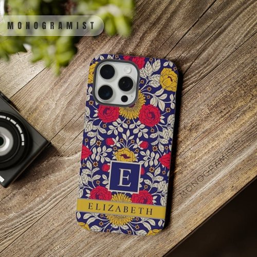 Customizable Blue Floral Yellow Red Flowers iPhone 15 Pro Max Case