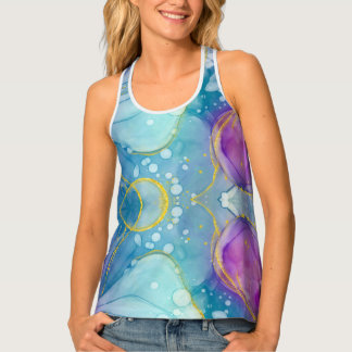 Customizable Blue Gold Purple Women's Tank Top