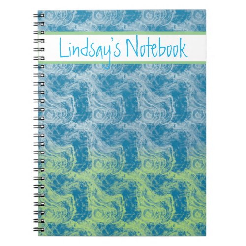 Customizable Blue  Green Swirl Notebook