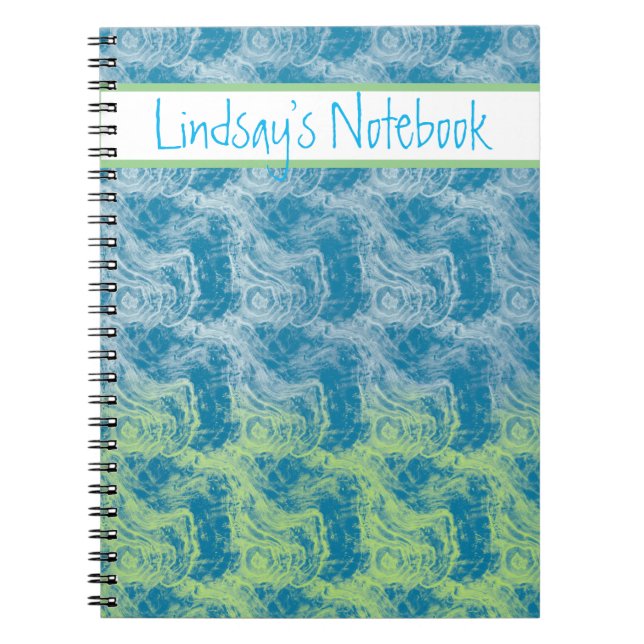 Customizable Blue & Green Swirl Notebook (Front)