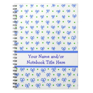 Customizable Blue/Green/White Bows Spiral Notebook