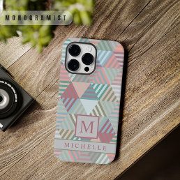 Customizable Blue Grey Pink Triangle Geometric  Case-Mate iPhone 14 Pro Max Case