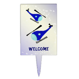 Customizable Blue helicopter Cake Topper