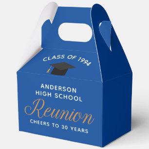 Customizable Blue High School Alumni Reunion Party Favor Boxes