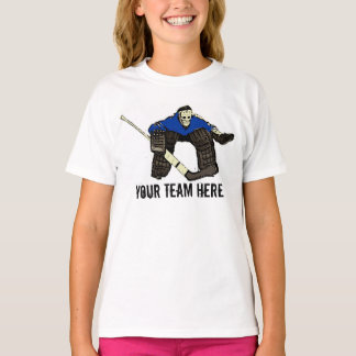 Customizable blue hockey goalie girls tee