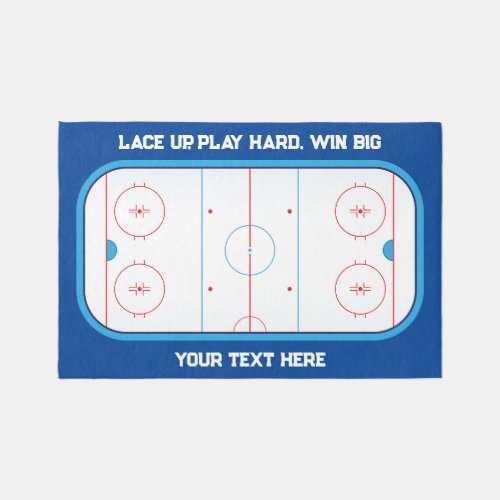 Customizable Blue Ice Hockey Rink Rug