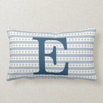 Customizable Blue Initial Monogram Lumbar Pillow by retroflavor at Zazzle