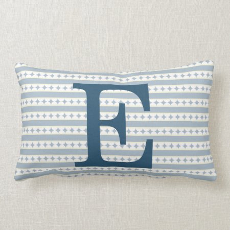 Customizable Blue Initial Monogram Lumbar Pillow