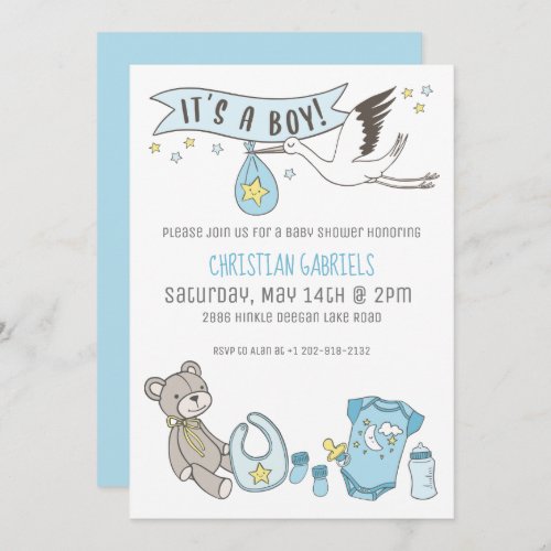 Customizable Blue Its a Bo Baby Shower Invitation