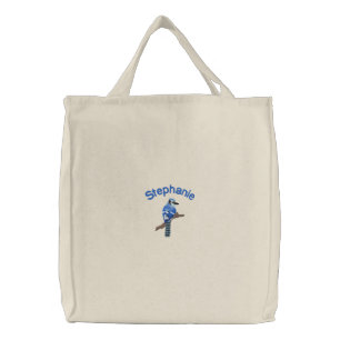 Customizable Blue Jay Embroidered Tote Bag