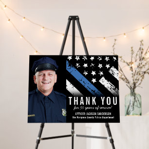Customizable Blue Line Police Retirement Photo Foam Board