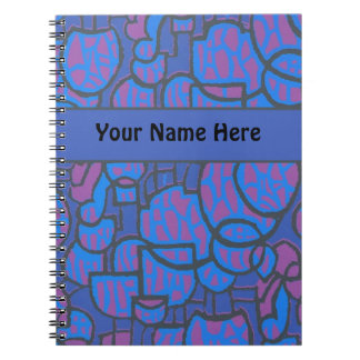 Customizable Blue Magenta Abstract Spiral Notebook