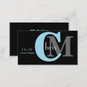 Customizable Blue Monogram Business Cards (Front/Back)
