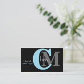 Customizable Blue Monogram Business Cards (Standing Front)