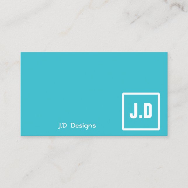 Customizable Blue Monogram Business Cards (Front)