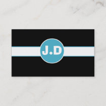 Customizable Blue Monogram Business Cards