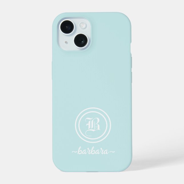 Customizable Blue Monogram & Name Phone Case (Back)