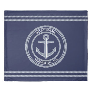 Customizable Blue Navy Marine Nautical Boating  Duvet Cover