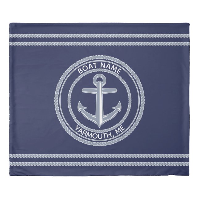 Customizable Blue Navy Marine Nautical Boating  Duvet Cover (Front)