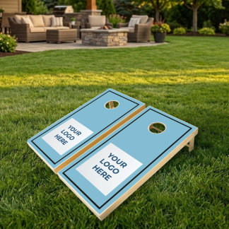 Customizable Blue Outlined Cornhole board Set