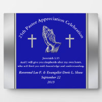 Customizable Blue Pastor Appreciation Plaque