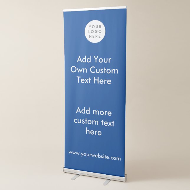 Customizable Blue Personalized Logo & Text Retractable Banner (3/4)