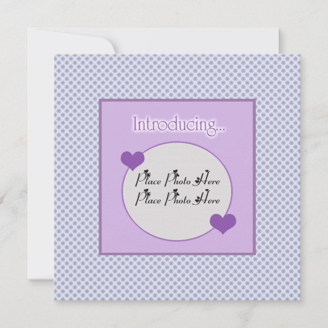 Customizable Blue Purple Birth Announcement (Front)