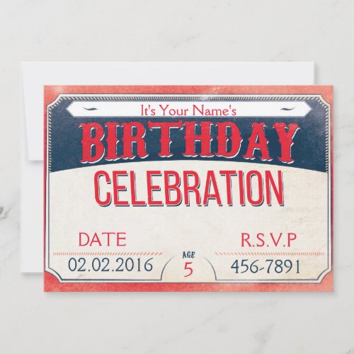 Customizable Blue  Red Carnival Birthday Invitation