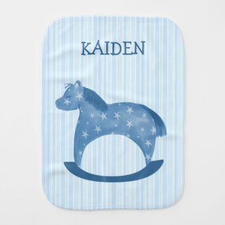 Customizable Blue Rocking Horse Burp Cloth