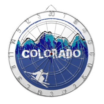 Customizable Blue Skier Colorado Theme Dart Board by ArtisticAttitude at Zazzle