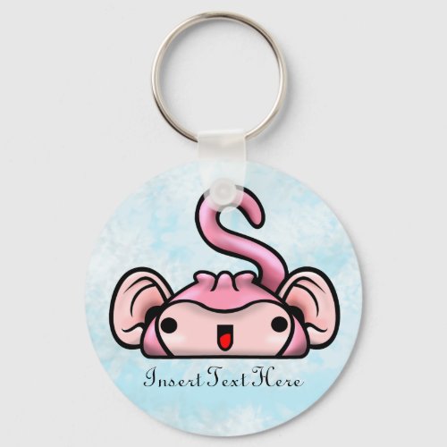 Customizable Blue Smiling Monkey Keychain