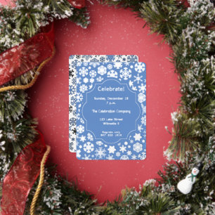 Customizable Blue Snowflake Winter Celebration Foil Invitation
