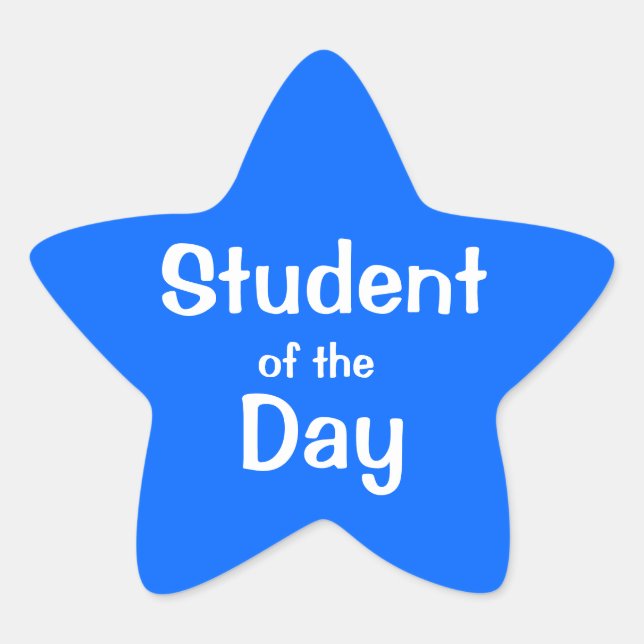 Customizable Blue Star Student Of The Day Star Sticker (Front)