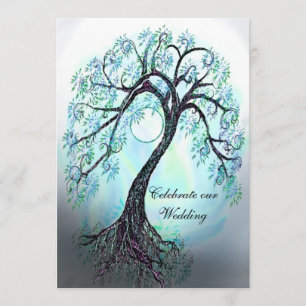 Customizable Blue Tree of Life Wedding Invitation