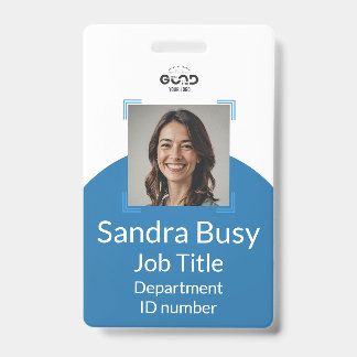 Customizable Blue Vertical Staff ID Badge 