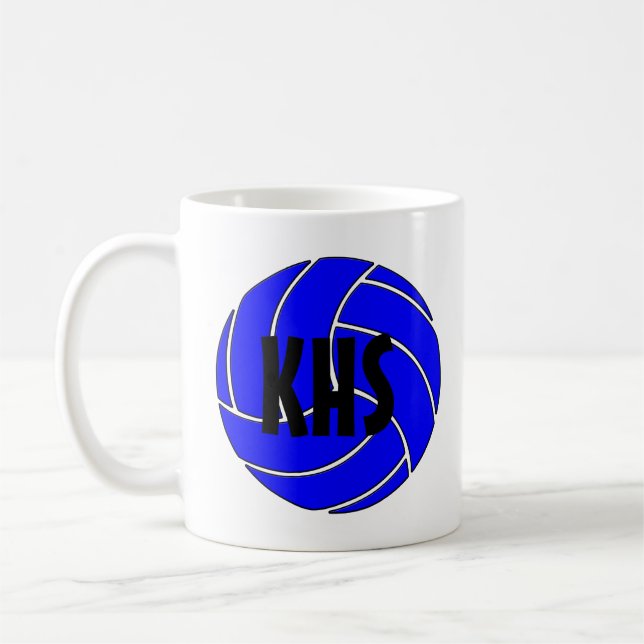 Customizable Blue Volleyball Coffee Mug (Left)