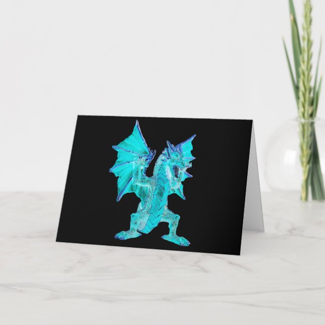 Customizable Blue Water Dragon Fantasy Art Card (Front)