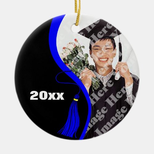 Customizable Blue Wave Graduation Ornament