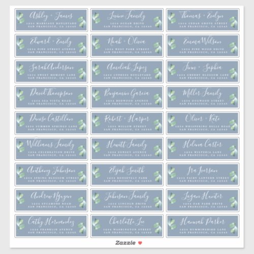 Customizable Blue Wedding Guest Address Labels