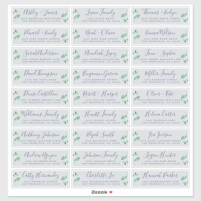 Customizable Blue Wedding Guest Address Labels (Sheet)