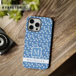 Customizable Blue White Flowers Floral iPhone 15 Pro Max Case