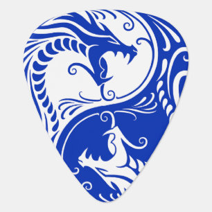 Customizable Blue Yin Yang Dragons Guitar Pick