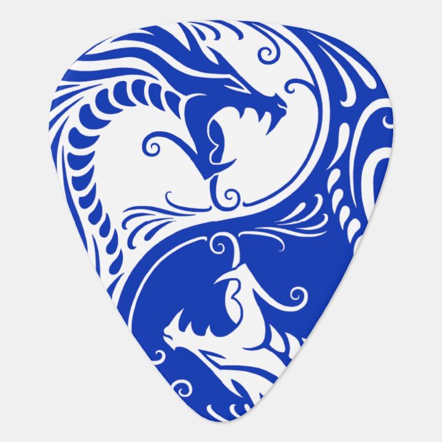 Customizable Blue Yin Yang Dragons Guitar Pick (Front)