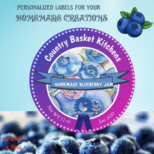 Customizable Blueberry Jam Round Sticker