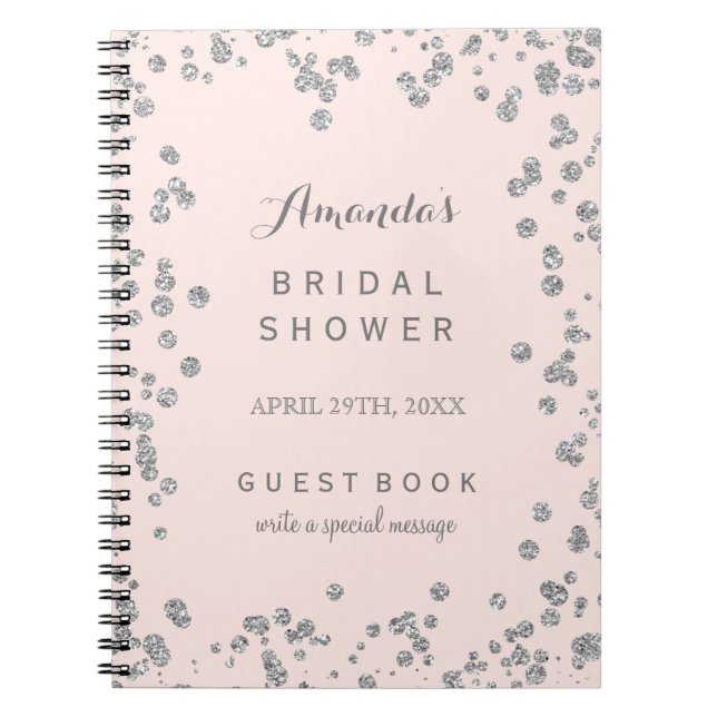 Customizable Blush Pink Bridal Shower Guest Book (Front)